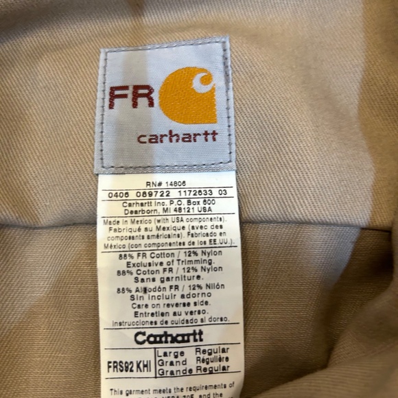 Carhartt FR (Flame-Resistant) Work Shirt- Large-Tan - Picture 2 of 4